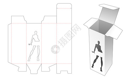 带有女性形状窗口模切模板的高框图片
