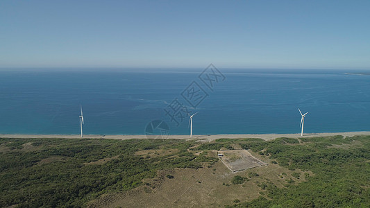 菲律宾 吕宋和风车的太阳能农场环境涡轮车站活力班吉技术发电机力量电气海洋图片