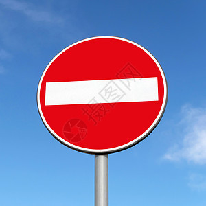 无入境交通标志运输信号白色蓝色圆形危险街道路标禁令红色图片