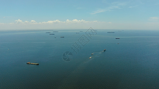 马尼拉湾马尼拉海湾有船只空中观察背景