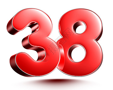 红色38号 在白色背景插图3D中被孤立 并带有剪切路径的红色38号营销银行业标识卡片销售速度金融数字战略商业图片
