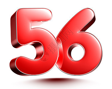 红色56号 在白色背景插图3D中被孤立 并带有剪切路径的红色56号图片
