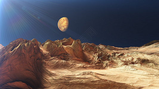 太空中的地表行星岩石流星星系太阳科学月亮卫星陨石3d插图图片
