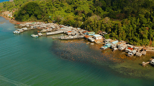 菲律宾巴拉万市和巴拉巴茨岛港口海洋岛屿建筑旅行贫困棚户区海景支撑城市住房图片