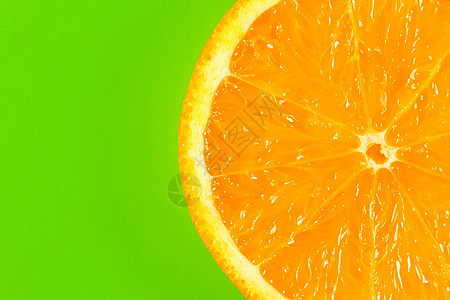 绿色背景宏上的橙色切片 标签的地方橙子疗法假期沙拉墙纸热带营养菜单芳香宏观图片