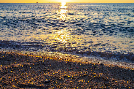海边晚上好 美丽的日落 T图片