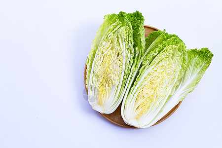 白背景的中国卷心菜营养蔬菜收成植物维生素芸苔饮食沙拉树叶夹子图片