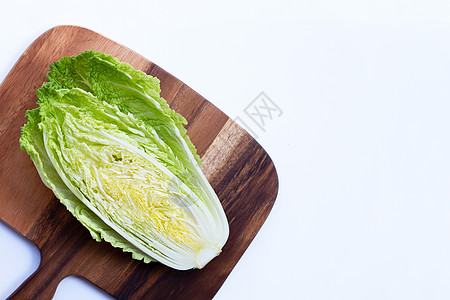 白色背景的中国卷心菜 复制空间叶子维生素芸苔树叶饮食植物白菜生产夹子花园图片