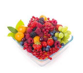 白色背景上隔离的浆果混合饮食空气植物水果收藏素食主义者花园甜点宏观食物图片