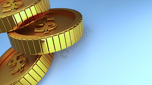 硬币黄金钱美元孤立的白色背景 3d 渲染现金贸易理念经济经营财富勋章奖金市场货币图片