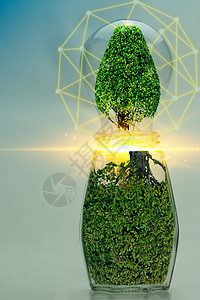 用于环境保护的抽象罐和灯泡绿色植物能源概念生态活力插图力量生活世界创新玻璃环境地球图片
