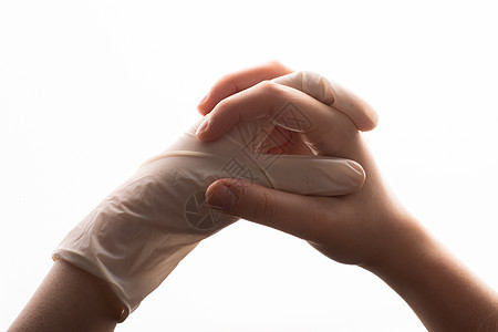 手与不育的乳胶保护手套连在一起 能帮上忙卫生机构救援流感病人保健医生外联考试护士图片