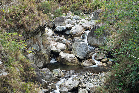 台湾的野生河水流与岩石景观流动环境瀑布石头荒野速度树木液体溪流场景图片