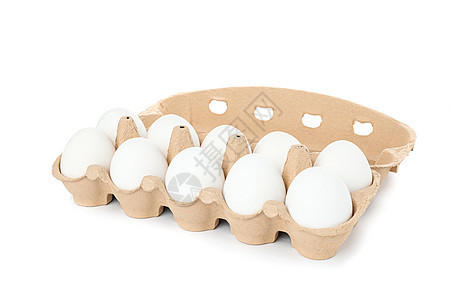 白鸡蛋 在白色背景上隔离的纸箱中的白鸡蛋早餐蛋黄饮食家禽生活母鸡美食农场蛋壳销售图片