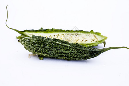 原有机苦瓜或Bitter黄瓜或在白色上被孤立农业绅士食物反射饮食阴影营养苦瓜香脂蔬菜图片