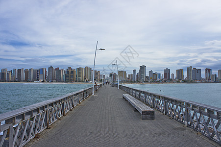 Fortaleza 现代城市天际线 海滩旁边 巴西 南美景观假期海洋风景热带摩天大楼景点城市生活手掌天空图片