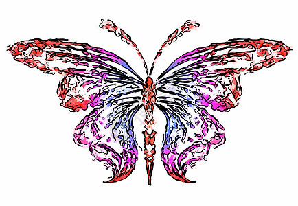 烟花蝴蝶剪影装饰插图艺术想像力液体昆虫辉光曲线风格墨水图片