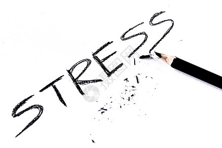 精神压力概念 白纸上写着文字压力 用破碎的铅笔生气沮丧办公室失败疼痛危机工作职业呼吸商业图片