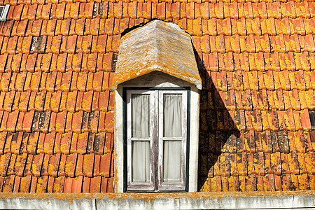 里斯本的古老多彩色橙色花旗屋顶城市石头瓷砖窗户建筑学公寓单板景观首都建筑图片