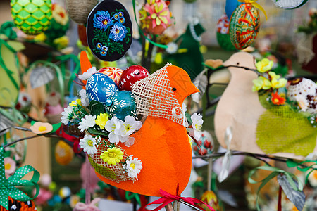 手绘装饰品复活节鸡蛋节传统假期宗教宏观团体装饰品插图季节手工业油漆背景