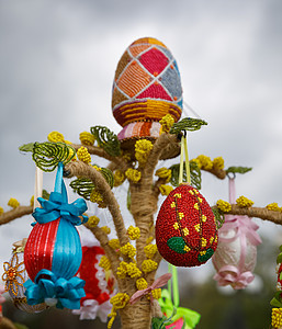 复活节鸡蛋节油漆手绘假期手工季节民间艺术团体插图丝带图片