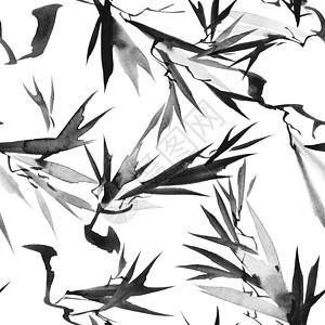 树叶噼啪作响叶子墨水刷子文化墙纸手绘灰阶黑色绘画森林图片