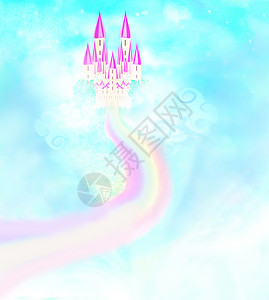 云中的魔法仙子故事城堡寓言建筑学旗帜艺术品童话树木花朵石头王国娘娘腔图片