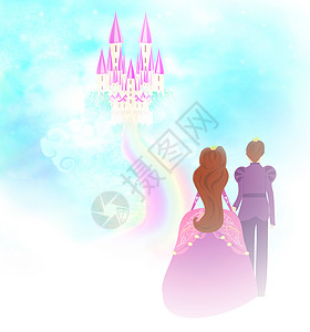 童话王子美丽的城堡在云中 公主与王子背景