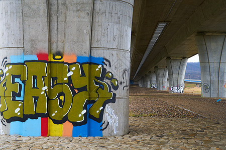 普拉格的Radotin桥工业旅行艺术小路黑与白建筑学涂鸦运输图片