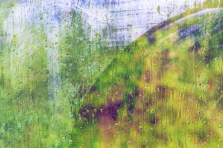 秋天与自然天气艺术雨滴滴水下雨窗户背景蓝色城市玻璃图片
