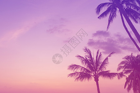 热带自然干净的海滩和白色沙子在夏天有太阳浅蓝天背景旅行天堂海浪紫色季节假期阳光蓝色太阳天空图片