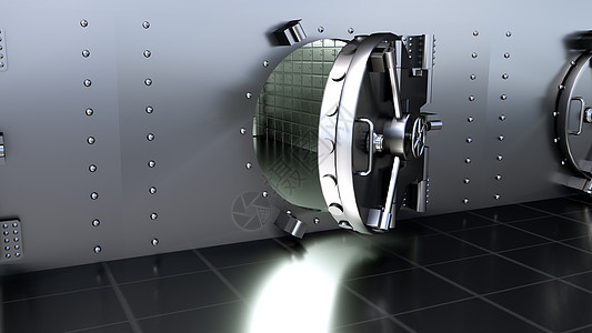 打开银行金库的保险柜门  3D渲染钥匙保险代码宝藏盒子商业机器金属储蓄银行业图片