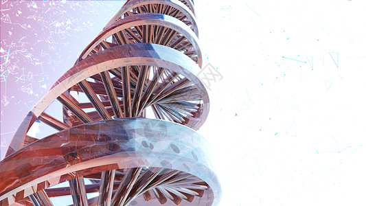 与旋转抽象 Dna 的背景  3D渲染染色体基因组3d化学生物学环形编队代码蓝色科学图片