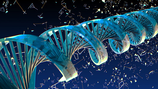 与旋转抽象 Dna 的背景  3D渲染生活螺旋代码药品动画片研究蓝色细胞科学克隆图片
