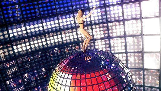 女孩在迪斯科舞会上跳舞  3D渲染舞蹈活力镜头音乐会庆典俱乐部打碟机3d派对舞台图片