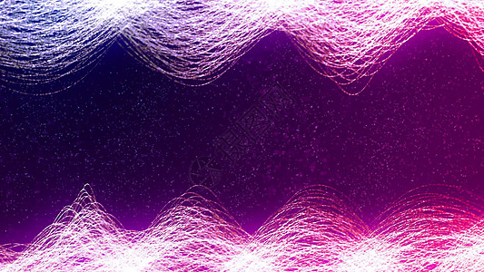 与漂亮的粉红色线条的背景  3D渲染弯曲紫色海浪浅色波浪3d粒子光效动画片魔法图片