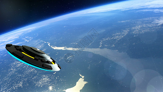 UFO 飞越背景 3D 渲染重力外星人科幻星系旅行运输天空勘探小说星云图片