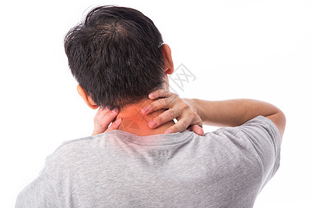 颈部疼痛 骨折和关关节炎症状 中年男子抱着受伤的脖子伤害风湿病风湿男人痛风扭伤关节炎尿酸白色药品图片