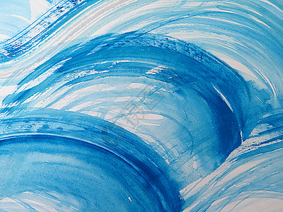 手绘海浪抽象水彩绘背景洗图手工染料印迹艺术工艺草图绘画创造力墨水背景