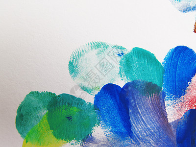 多彩抽象指纹背景创造力水彩草图蓝色工艺洗图艺术孩子颜料墨水图片