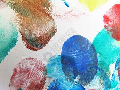 多彩抽象指纹背景颜料海浪教育艺术墨水蓝色草图水彩绘画工艺图片