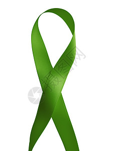 孤立在白色背景上的绿丝带意识青光眼预防丝绸保健斗争药品疾病治愈卫生志愿者图片