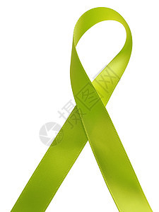 孤立在白色背景上的绿丝带意识丝绸机构诊断斗争青光眼疾病药品活动淋巴瘤治愈图片