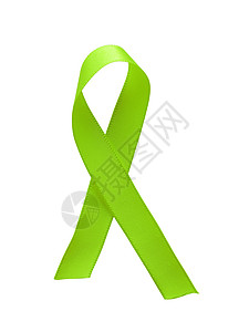 孤立在白色背景上的绿丝带意识治愈移植保健癌症预防淋巴瘤活动斗争药品诊断图片