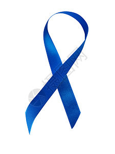 白色背景上孤立的蓝丝带意识癌症机构遗传性脱发志愿者靛青药品治愈综合症丝绸图片