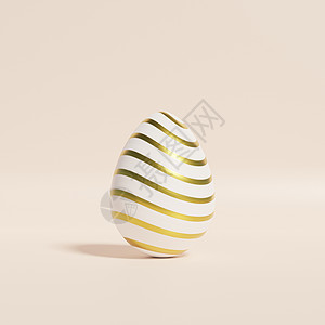米色背景上带金色条纹图案的复活节彩蛋春季四月假期 card3d 插图 rende图片