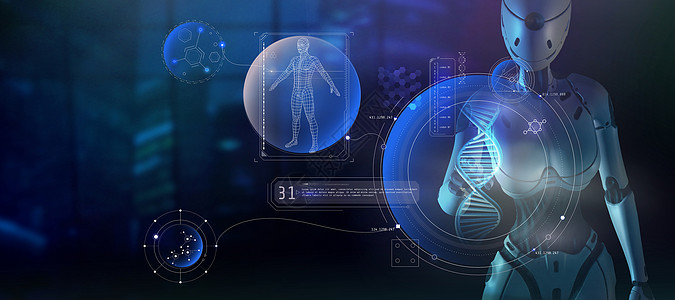 外星人工智能研究人体结构 3D化成电子人生物投影科幻电脑扫描数据显示器小说代码图片