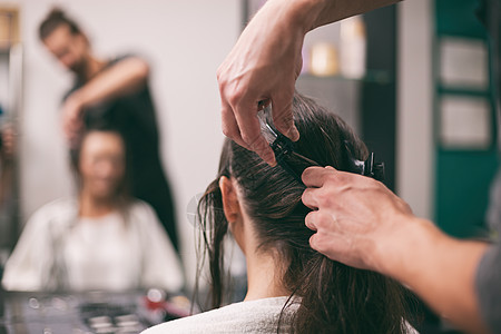 头饰长发女孩男人理发师职业发廊头发工作室女性发型图片