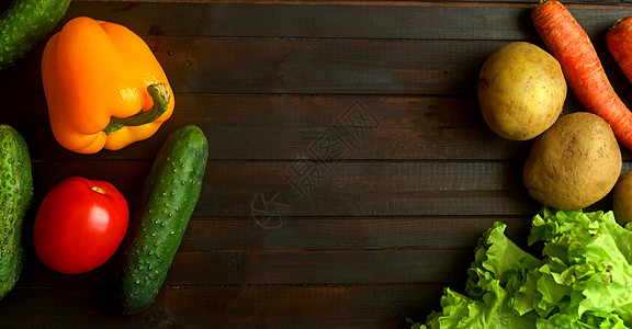 不同素食蔬菜的食品背景情况 请查看InfoFinland上的横幅烹饪沙拉产品食物桌子胡椒市场营养黄瓜图片