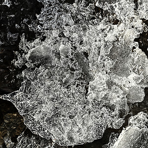 小溪上冰的宏观拍摄 自然冬季背景裂缝气候季节天气水晶蓝色雪花玻璃冰柱液体图片